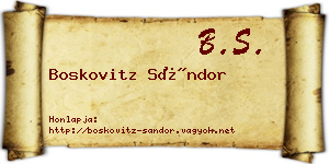 Boskovitz Sándor névjegykártya